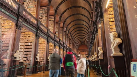 Dublin Trinity College Book of Kells Timelapse Stock Footage 176873994