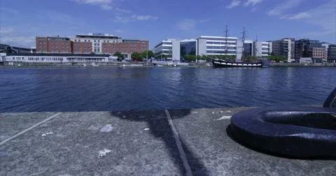 Dubline Hyperlapse Timelapse Anchor Liffey Beckett Bridge Stock Footage 51669536