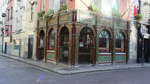 Dublin's Temple Bar during the morning hours Stock Footage 234010055