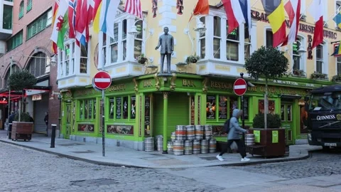 Dublin's Temple Bar during the morning hours Stock Footage 234010179