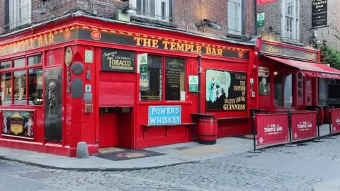 Dublin's Temple Bar during the morning hours Stock Footage 234010546