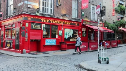 Dublin's Temple Bar during the morning hours Stock Footage 234010624