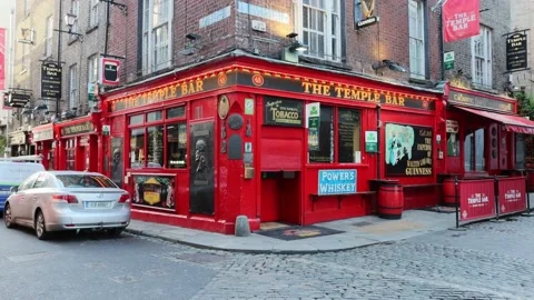 Dublin's Temple Bar during the morning hours Stock Footage 234010652