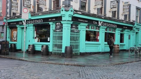 Dublin's Temple Bar during the morning hours Stock Footage 234010668