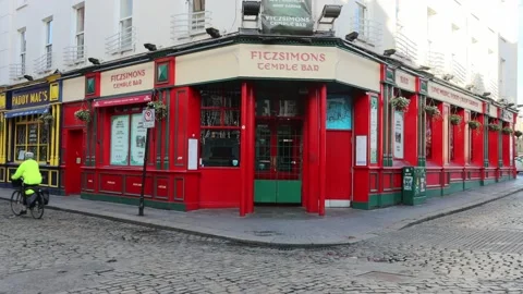Dublin's Temple Bar during the morning hours Stock Footage 234010705
