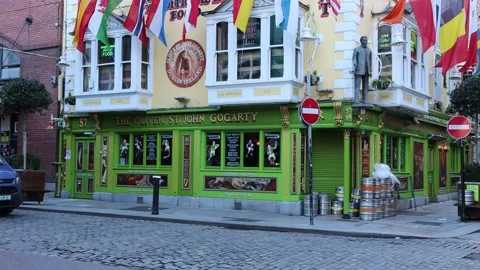 Dublin's Temple Bar during the morning hours Stock Footage 234010739