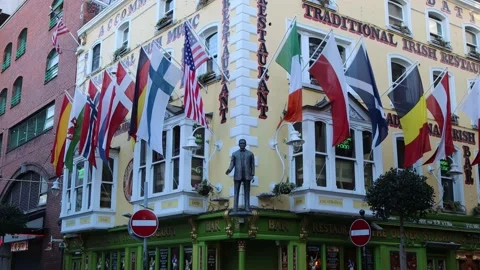 Dublin's Temple Bar during the morning hours Stock Footage 234010783