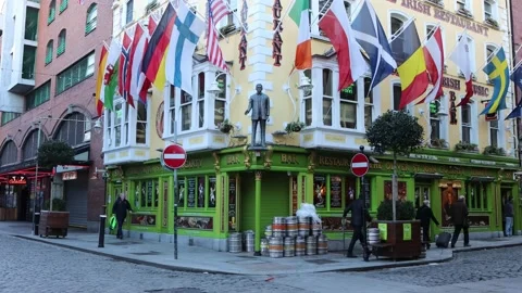 Dublin's Temple Bar during the morning hours Stock Footage 234011355