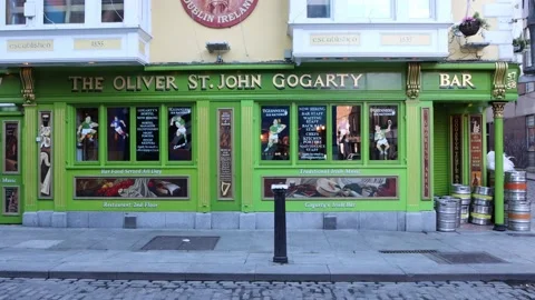 Dublin's Temple Bar during the morning hours Stock Footage 234011356