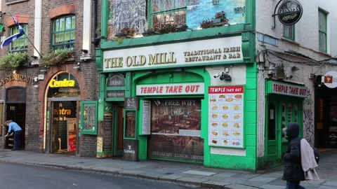 Dublin's Temple Bar during the morning hours Stock Footage 234011760