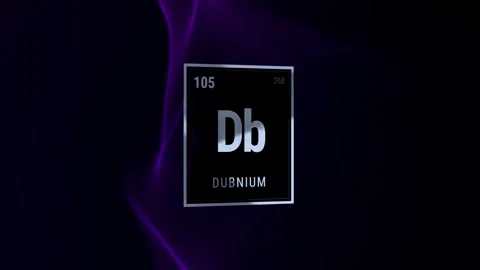 Dubnium Element on Periodic Table with Purple Abstract Background 库存影片 336359366