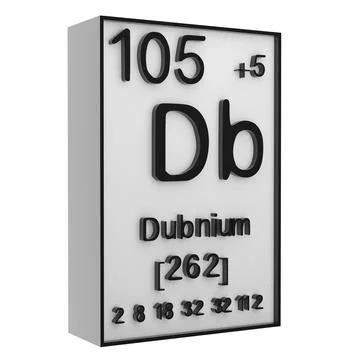 Dubnium,Phosphorus on the periodic table of the elements on white blackgrou.. Stock Photos