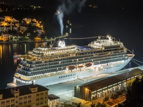 Duborvnik Ship timelapse at night Stock Footage 76028182