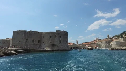 Dubrovnik city walls sea 4K Stock Footage 73717841