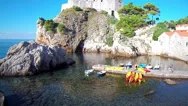 Dubrovnik, Croatia Over Kayaks Via Aerial Drone Stock Footage