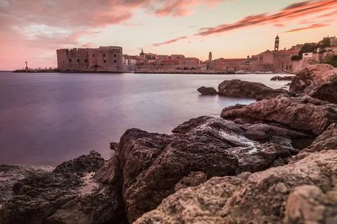 Dubrovnik at dusk Stock Photos
