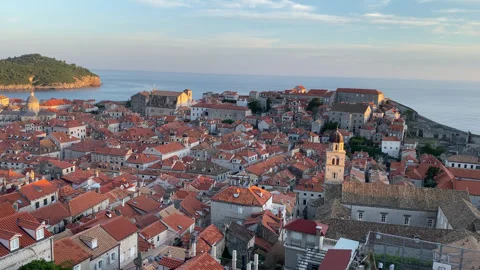 Dubrovnik high view during sunset Croatia Stock Footage 311765307