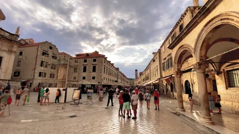 Dubrovnik Stradun  Pan Left Stock Footage