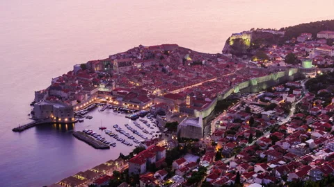 Dubrovnik sunset timelapse Stock Footage 136317407