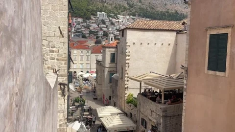 Dubrovnik,  View down a busy historic street 動画素材 344391764
