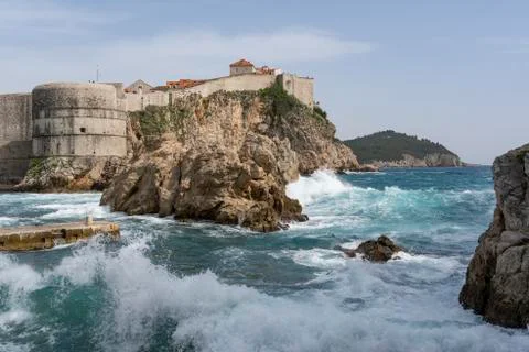 Dubrovnik Waves Castle Stock Photos