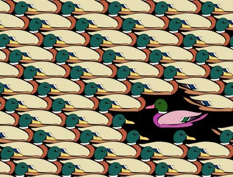 Duck against the flow Stock Illustration