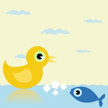 Duck and fish Stock Photos