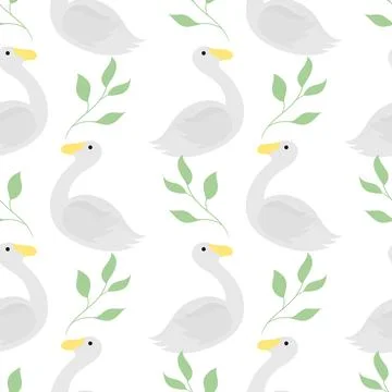 Duck and leaf seamless pattern Stock Illustration