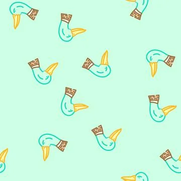 Duck animal vector seamless pattern Stock Illustration