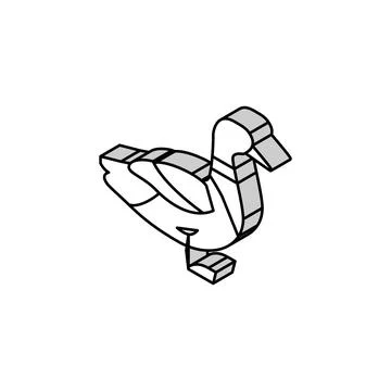 Duck bird isometric icon vector illustration Stockillustratie