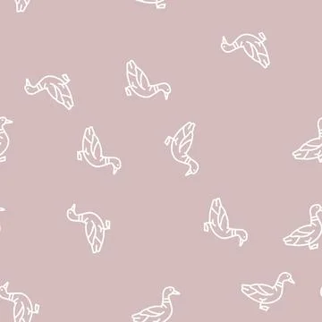 Duck bird line seamless pattern Stockillustratie