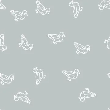Duck bird line seamless pattern Illustrazione stock