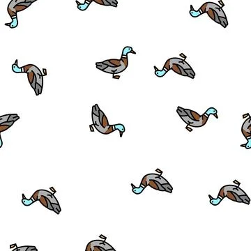 Duck bird vector seamless pattern Illustrazione stock