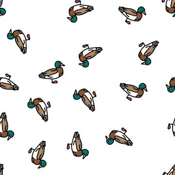 Duck bird vector seamless pattern Stock Illustration