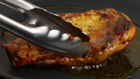 Duck breast cooking in a pan Stock Footage 162479057