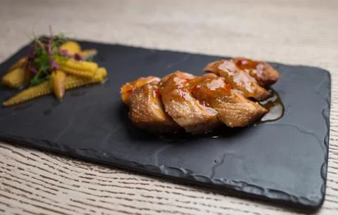 Duck breast with corn Stock Photos
