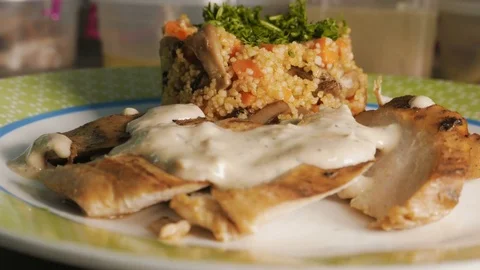 Duck breast with quinoa Stock Footage 84077962