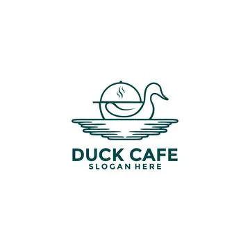 Duck Cafe Vector , Creative Restaurant logo design template Stock Illustration