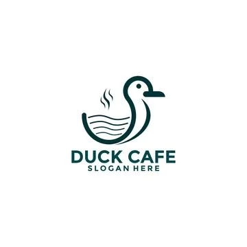 Duck Cafe Vector , Creative Restaurant logo design template Stock Illustration