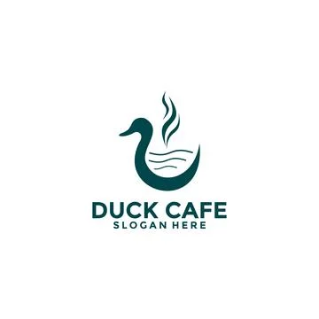 Duck Cafe Vector , Creative Restaurant logo design template Stock Illustration