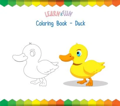 Duck coloring book educational game Stock Illustration