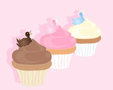 Duck cupcakes Stock Illustration