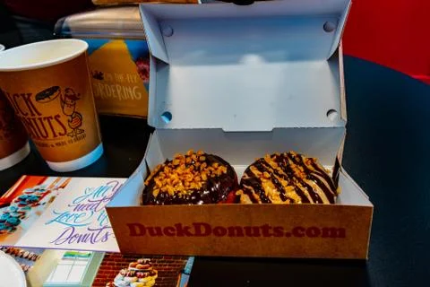 Duck Donuts in Serving Box Stock Photos
