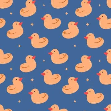 DUCK DOODLE SEAMLESS PATTERN 스톡 일러스트