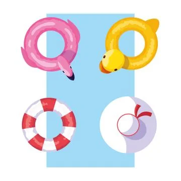 Duck flamingo and safe float design Stock Illustration