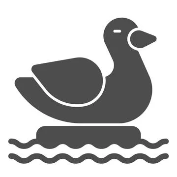 Duck Floating Ball solid icon, waterpark concept, duck shape inflatable pool 스톡 일러스트