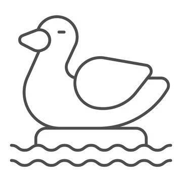 Duck Floating Ball thin line icon, waterpark concept, duck shape inflatable pool Ilustración de archivo