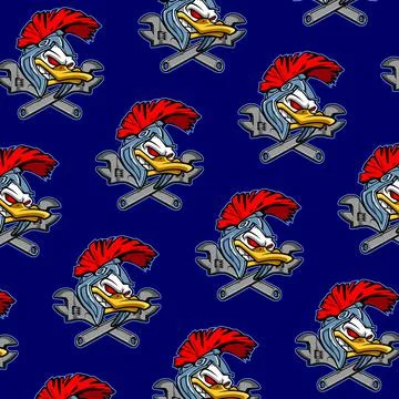 Duck head and wrench pattern Stock Illustration