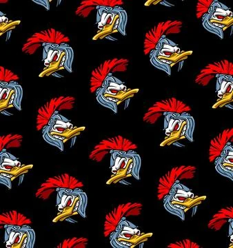 Duck head pattern with helmet on blue background Stock Illustration