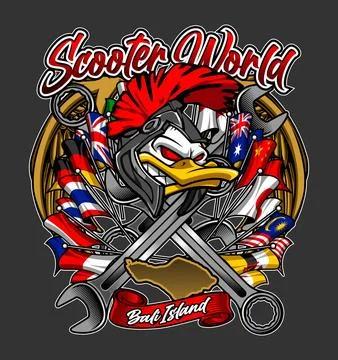 Duck head with world flags Stock Illustration